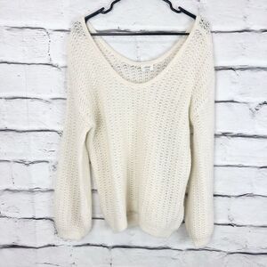 Wilfred Women's White Open Knit Pullover Sweater Size S Long Sleeve